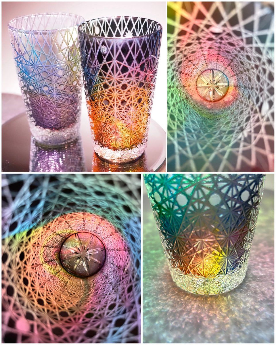 ✨HARMONiAオリジナル切子✨// 「万華鏡」 白・黒 2色展開 こちらも虹