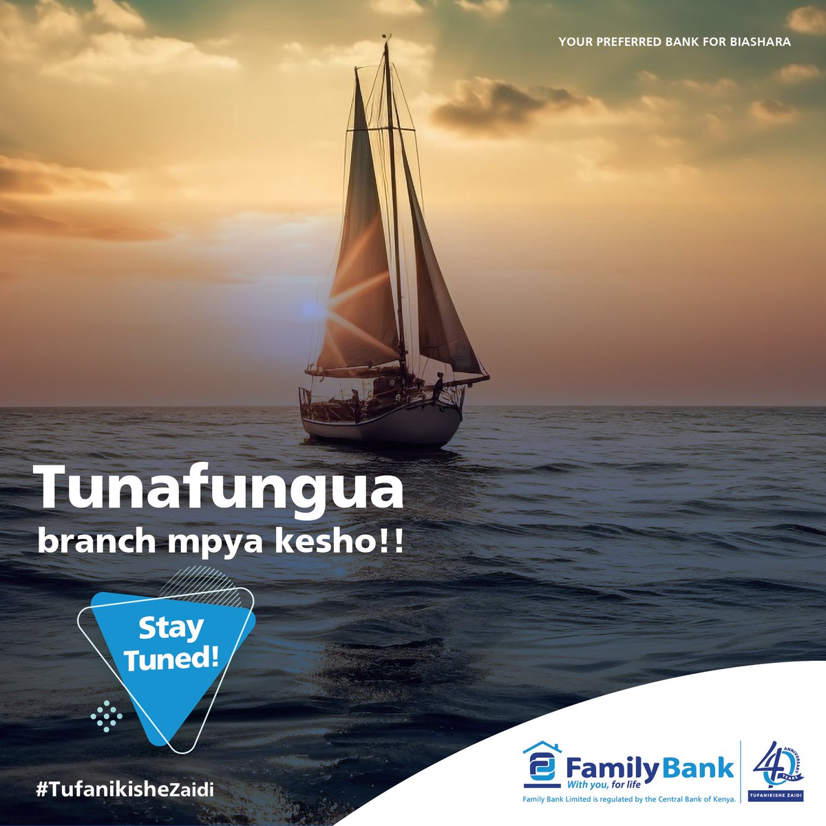 Family Bank Limited (@familybankkenya) on Twitter photo It’s happening!! Tomorrow, we are opening the newest Family Bank branch. Stay tuned to know where it will be!
Talk to us on 0703095445 or email: customerservice@familybank.co.ke
#YourPreferredBankForBiashara It’s happening!! Tomorrow, we are opening the newest Family Bank branch. Stay tuned to know where it will be!
Talk to us on 0703095445 or email: customerservice@familybank.co.ke
#YourPreferredBankForBiashara
