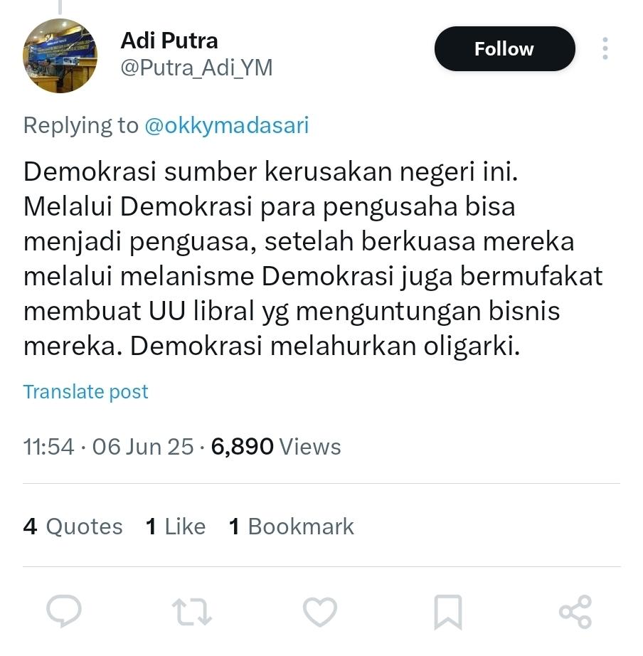 Saya diblok oleh akun ini. Saya hanya ingin kasih paham korban penipuan Hizbut Tahrir ini. Sekalian saya mau berbagi sejarah Khilafah yg penuh pertumpahan darah berlapis-lapis, korupsi, nepotisme, oligarki dan seks bebas atas nama agama. Mohon ss, dan sampaikan cuitan ini.