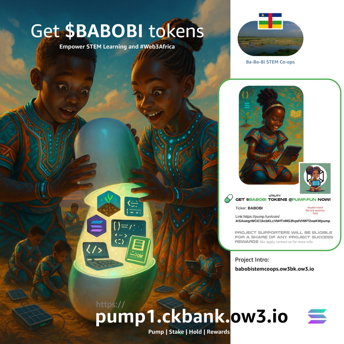 <a href="/xXx_XUnkown/">MetaHuman</a> <a href="/FA_Touadera/">Faustin-Archange Touadéra</a> <a href="/solana/">Solana</a> <a href="/CARMemecoinNews/">CAR Meme News</a> <a href="/a1lon9/">alon</a> @pumpdotfun <a href="/astehmari/">Astehmari Batekun</a> <a href="/BlackOpenUni/">Black Open University</a> <a href="/SoundsMeta/">SoundsMeta</a> <a href="/SisDrSandra/">SisDr Sandra Richards</a> <a href="/soilcovenant/">Soil Covenant</a> Get Ba Bo Bi Learners ($BABOBI) tokens now !

$BABOBI - Is a Pump-Powered-Purpose Meme Coin from <a href="/AlkebulanMeta/">AlkebulanMeta Outpost</a>. Bootstrapping our first STEM Learners’ Co-op in the #CentralAfricanRepublic , $BABOBI turns meme energy into mission impact. We’re flipping hype and stereotype into: