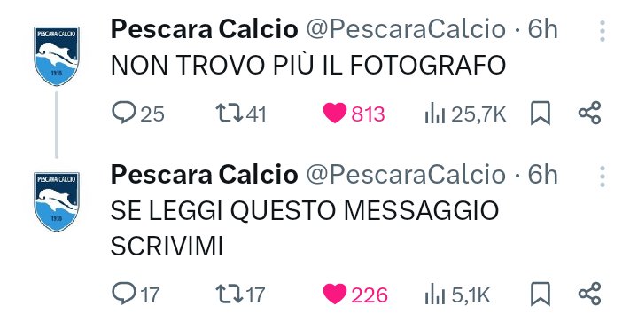 Sebastiano Moretta (@sebastiano_m64) on Twitter photo Già solo per questo il <a href="/PescaraCalcio/">Pescara Calcio</a> meriterebbe la promozione diretta in Serie A, squadra spaziale a livello social che per i messaggi che passa dovrebbe essere la regola (in Italia è l'eccezione al momento). Complimenti vivissimi 👏 Già solo per questo il <a href="/PescaraCalcio/">Pescara Calcio</a> meriterebbe la promozione diretta in Serie A, squadra spaziale a livello social che per i messaggi che passa dovrebbe essere la regola (in Italia è l'eccezione al momento). Complimenti vivissimi 👏