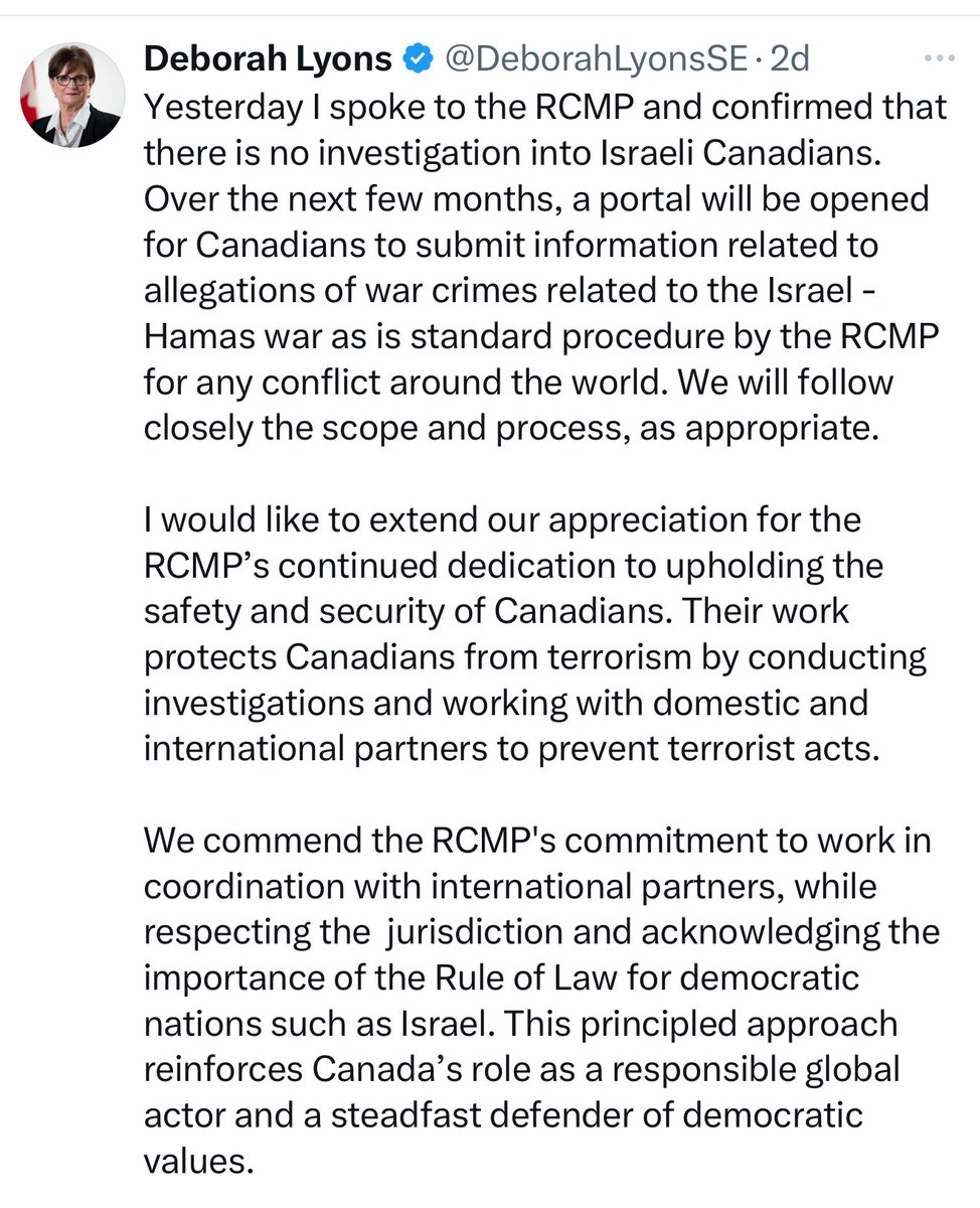 The pro-Israel fanatic <a href="/DeborahLyonsSE/">Deborah Lyons</a> is a Canadian government employee.

She spends her time protecting Israel and Israelis from any accountability for their monstrous crimes.

We Canadians pay her salary.

Why do Canadians tolerate this scandal?