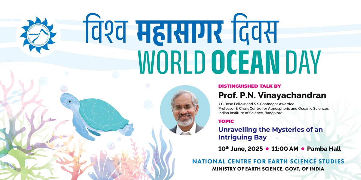 NCESS, MoES (@esso_ncess) on Twitter photo 🌊🌍 Join us in celebrating World Oceans Day 2025 at the <a href="/ESSO_NCESS/">NCESS, MoES</a> with a captivating talk by the esteemed Prof. P. N. Vinayachandran, Professor & Chair, Centre for Atmospheric and Oceanic Sciences, <a href="/iiscbangalore/">IISc Bangalore</a>!
Happy #WorldOceanDay2025! #ProtectOurOceans #OceanDay2025 🌊🌍 Join us in celebrating World Oceans Day 2025 at the <a href="/ESSO_NCESS/">NCESS, MoES</a> with a captivating talk by the esteemed Prof. P. N. Vinayachandran, Professor & Chair, Centre for Atmospheric and Oceanic Sciences, <a href="/iiscbangalore/">IISc Bangalore</a>!
Happy #WorldOceanDay2025! #ProtectOurOceans #OceanDay2025