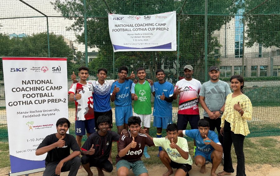 SOlympicsBharat's tweet photo. National Coaching Preparatory Camp 2 โ SKF Football is in full swing from 1โ10 June 2025, as our athletes train with passion and purpose for Gothia Cup 2025, Sweden. โฝ๐ฎ๐ณ
#SpecialOlympicsBharat #GothiaCup2025 #FootballForInclusion #SKFPrepCamp #KrantiKhelSe #TrainToShine https://t.co/8qthuHbJMQ