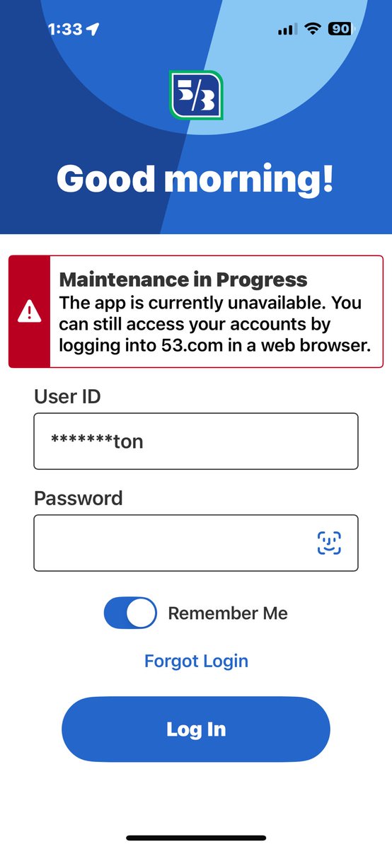 TheRealBankston's tweet photo. @FifthThird it’s bad service to have the app and the website down. The app says to go to the website, but that’s also down. This happens far too often. https://t.co/FvnIhzmZ6U