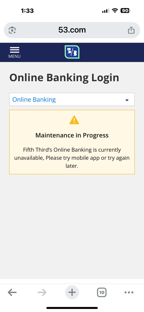 TheRealBankston's tweet photo. @FifthThird it’s bad service to have the app and the website down. The app says to go to the website, but that’s also down. This happens far too often. https://t.co/FvnIhzmZ6U