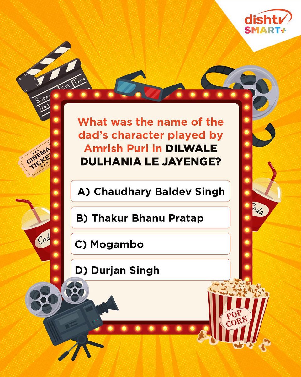 Bollywood ke asli fans ko yeh toh yaad hi hoga! 💥
Drop your answers in the comments below 👇
#DDLJDiaries #AmrishPuriForever #BollywoodTrivia #DishtvSmartPlus #FilmyQuiz #ClassicBollywoodMoments
