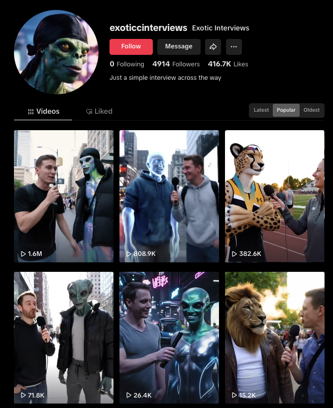 itsDipuva's tweet photo. Veo3’s exotic street interviews are going viral on TikTok:

Brand new account (just 5 days old)
400K+ likes already
Wild, eye-catching interviews
I reverse-engineered the exact prompt they’re using — steal it and go viral too 👇 https://t.co/NAjOqCZCgA