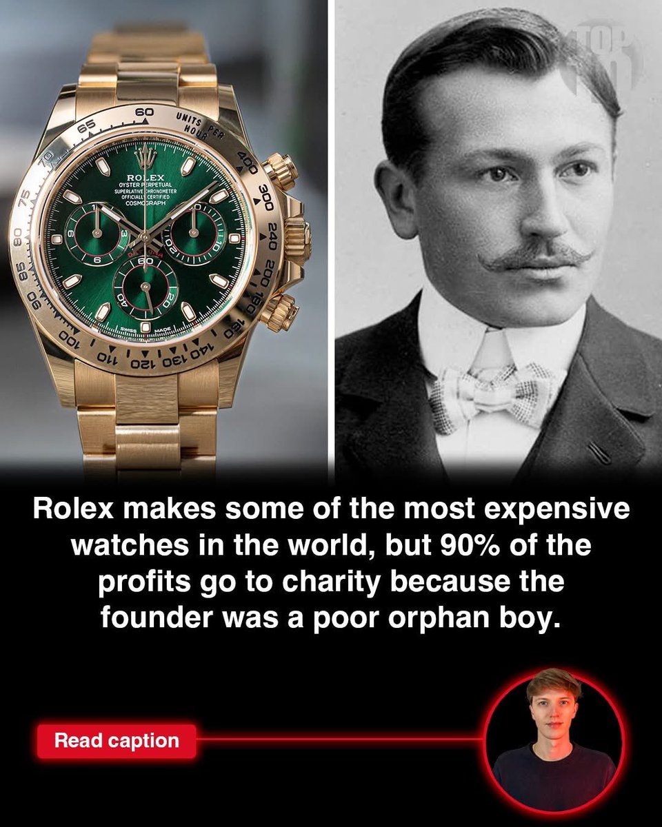 yahusuahF1's tweet image. Rolex is worn by millionaires — but its soul belongs to the streets.  
The founder was a poor orphan. Today, 90% of profits go to charity.  
Luxury with heart? Or branding strategy?

💬 Respect it or not?  
#Rolex #LuxuryWithPurpose #F1Style #F1Drip #MotorsportMeetsClass