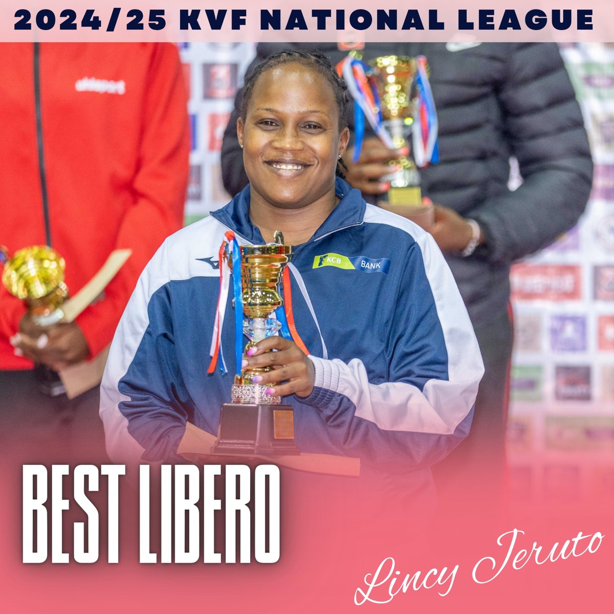 KVF 2024/2025 Women’s League: Wall of Steel in the Backcourt
BEST LIBERO: LINCY JERUTO – KCB BANK 

She reads the game like a book and defends like a fortress.
Lincy Jeruto was the heartbeat of KCB’s defence — unshakable, untouchable.