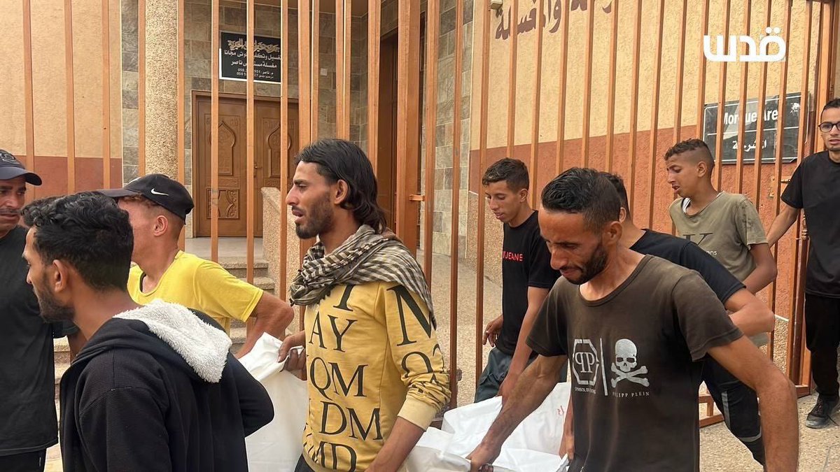 The images show families in southern Gaza grieving over their loved ones — killed by Israeli forces near the U.S. aid distribution center west of Rafah. Scenes of unbearable loss repeat across Gaza as civilians are shot while gathering for food aid.

Credit: Quds News
