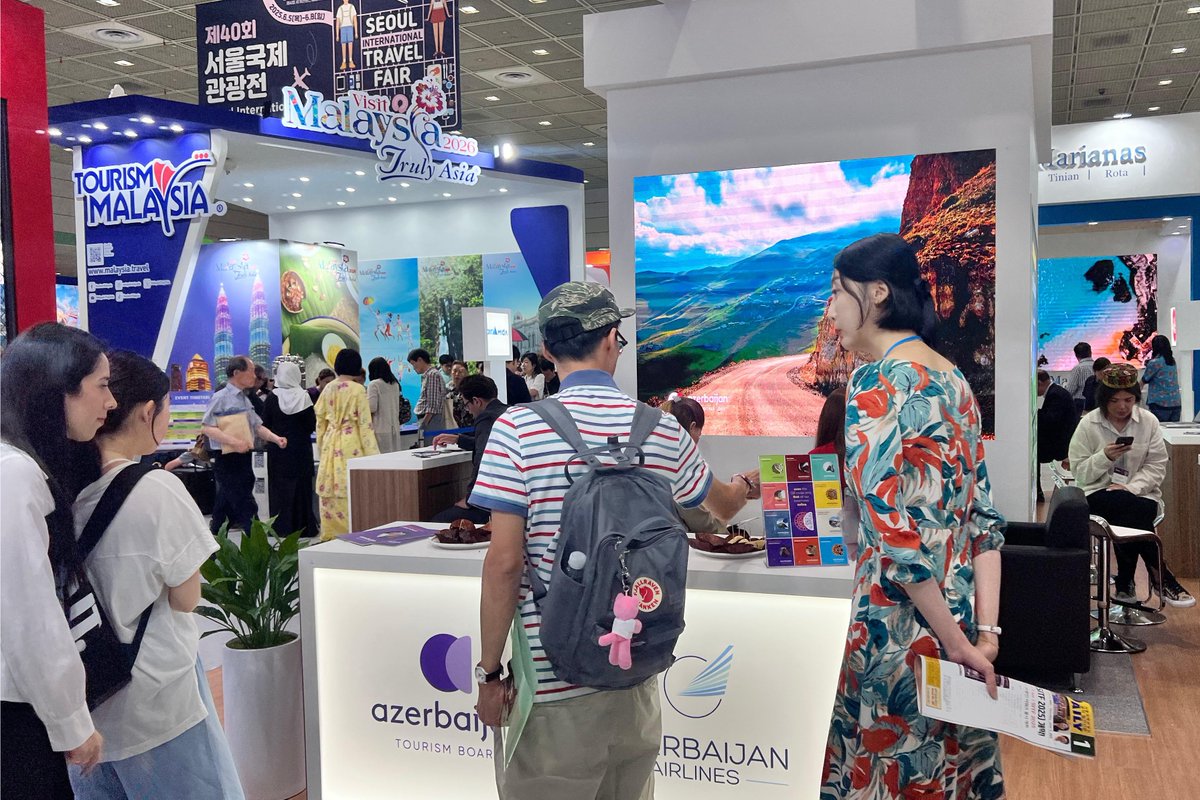 State Tourism Agency of the Republic of Azerbaijan (@azerbaijansta) on Twitter photo Azərbaycanın turizm potensialı 5-8 iyun tarixlərində Koreya Respublikasının paytaxtında keçirilən Seul Beynəlxalq Səyahət Sərgisində (Seoul International Travel Fair - SITF) nümayiş etdirilir.  
Ətraflı: shorturl.at/9lSrE Azərbaycanın turizm potensialı 5-8 iyun tarixlərində Koreya Respublikasının paytaxtında keçirilən Seul Beynəlxalq Səyahət Sərgisində (Seoul International Travel Fair - SITF) nümayiş etdirilir.  
Ətraflı: shorturl.at/9lSrE