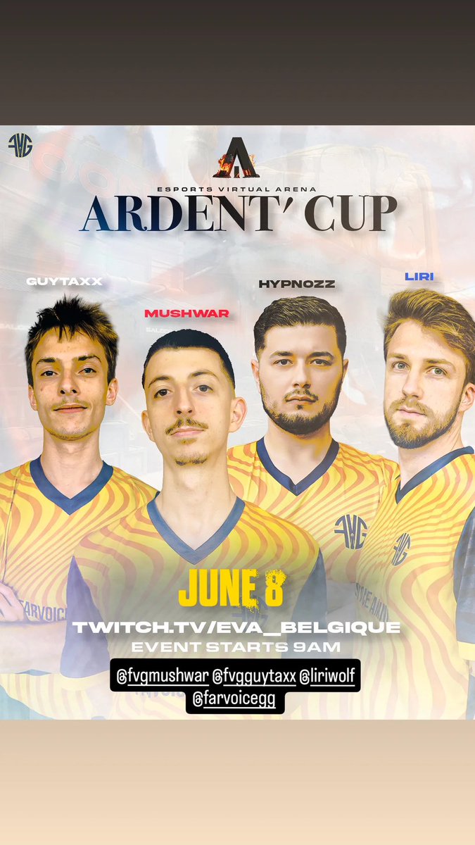 twitch.tv/eva_belgique Dès 9h ! 
Venez supporter notre équipe au Eva Liège ou sur le stream ! 💛💙🦾