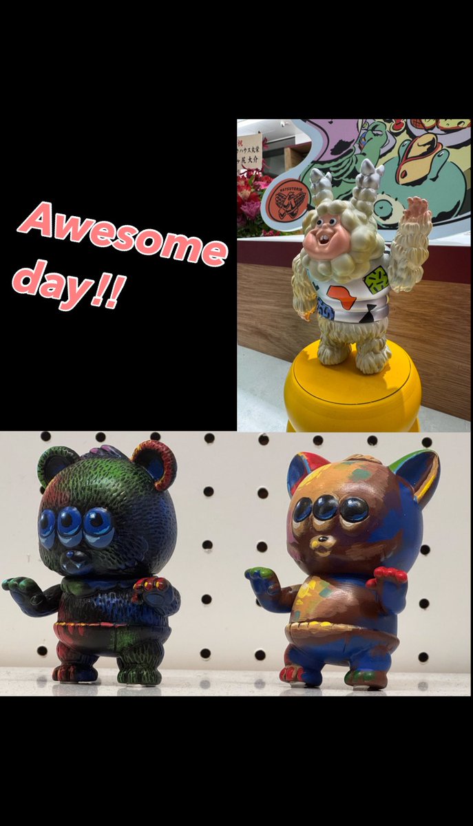 kgsw13's tweet photo. Busy but awesome day 🤩✨Started at Amazing local market 🛍️→ then hit up TWO solo art shows in Shibuya 🎨🎨
The stuff I wanted was already sold out 😭 so I didn’t go broke 💸💥 lol
But maaaan everything was SO good 😍
#アメイジング商店街
#PEACHHELL 🍑
#Hatsutorin 🍿
#Sofubi 🦖 https://t.co/1juj9vgr4i