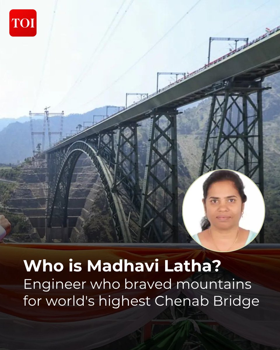 timesofindia's tweet image. Dr. G Madhavi Latha, an #IISc professor, played a crucial role as a geotechnical consultant for 17 years on the #ChenabBridge project, advising on slope stabilization and structural safety.

Know more 🔗 toi.in/Qpnesa32