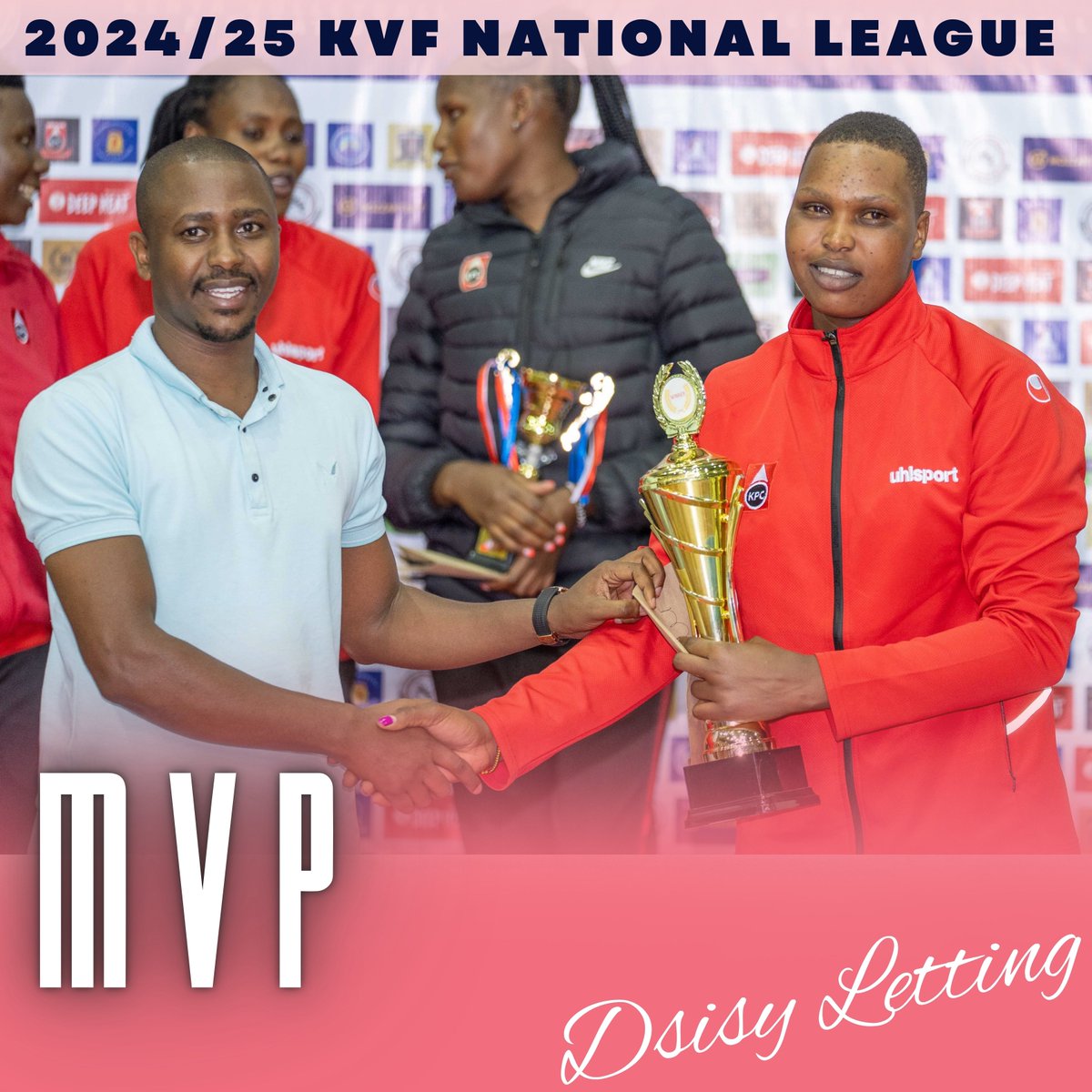 KVF 2024/2025 Women’s League: Most Valuable Player
MVP: DAISY LETTING – KENYA PIPELINE 

She soared, she struck, she conquered.
Daisy Letting owned the court with every swing, from clutch kills to fearless leadership. 

The heartbeat of champions. The name behind the glory.