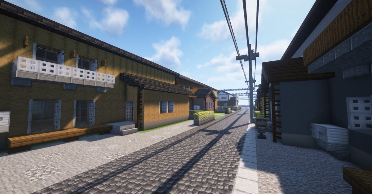 住宅を8軒、空き地を1つ、商店を1軒建てました。
#マイクラ建築　#マイクラ　#マインクラフト　
#Minecraft
