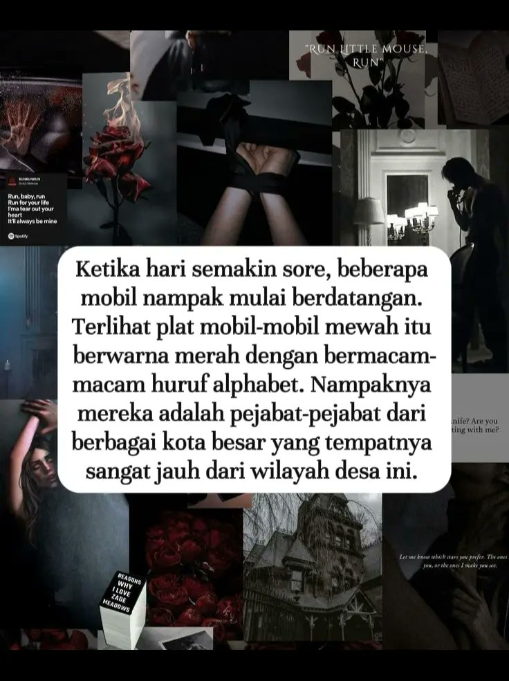 NovelKBMApp's tweet photo. Ketika hari semakin sore, beberapa mobil nampak mulai berdatangan. Terlihat plat mobil-mobil mewah itu berwarna merah dengan bermacam-macam huruf alphabet. Nampaknya mereka adalah pejabat-pejabat dari berbagai kota besar yang tempatnya sangat jauh dari wilayah desa ini. https://t.co/YcPEp5mHpn