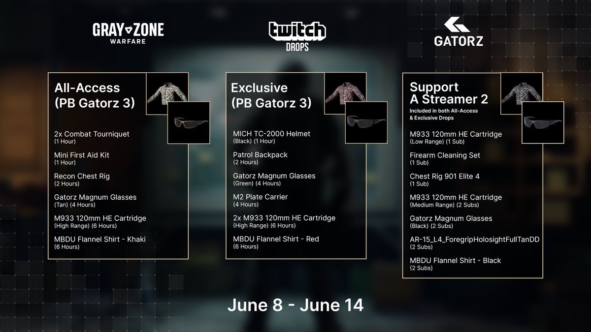 🎉Stage 3 of Gray Zone Warfare’s Twitch Drops are Here!!🎉

😍We finally get the flannel t-shirts!!😍

🟣Live tmr @ 9am PST🟣

🐢PotLand Community:
discord.gg/m6WRZ3Be

#GrayZoneWarfare #twitchstreamer #SmallStreamerCommunity #smallstreamers #TwitchStreamers #twitch #Discord