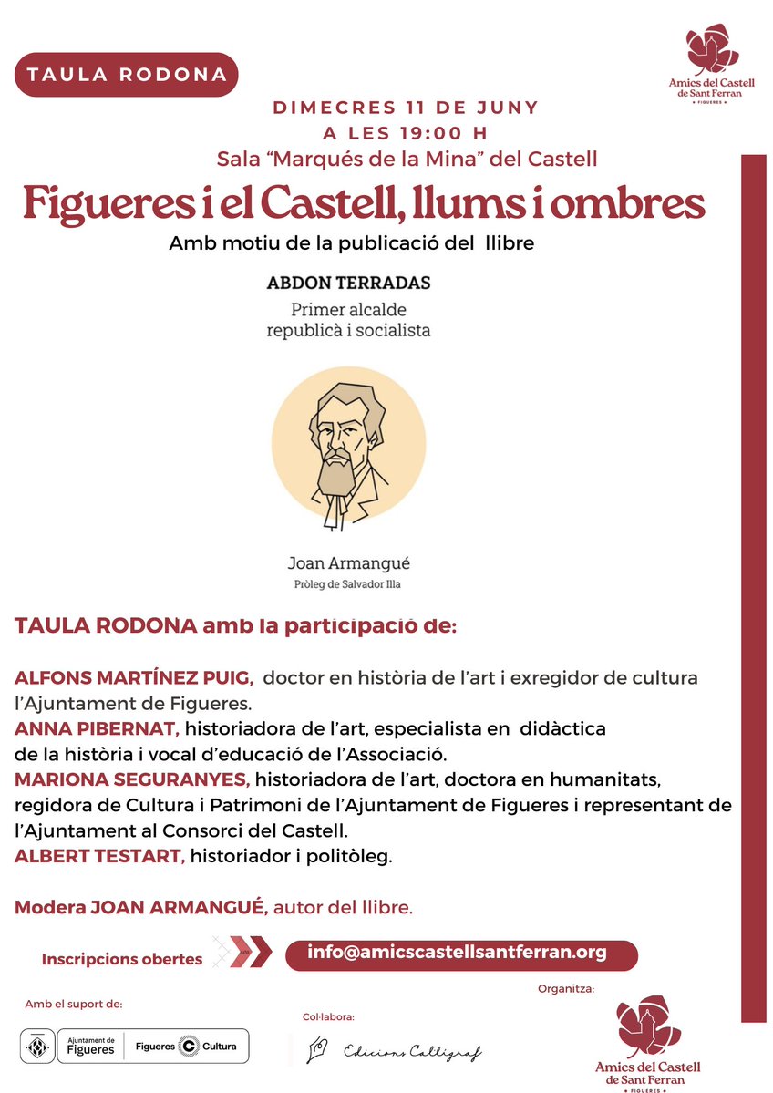 Joan Armangué (@jarmangue) on Twitter photo El proper dimecres amb <a href="/amicscsf/">amicscastellsantferran</a> una reflexió plural sobre l'ahir , l'avui i el demà del Castell de Sant Ferran.
Inscripcions a info@amicscastellsantferran.org El proper dimecres amb <a href="/amicscsf/">amicscastellsantferran</a> una reflexió plural sobre l'ahir , l'avui i el demà del Castell de Sant Ferran.
Inscripcions a info@amicscastellsantferran.org