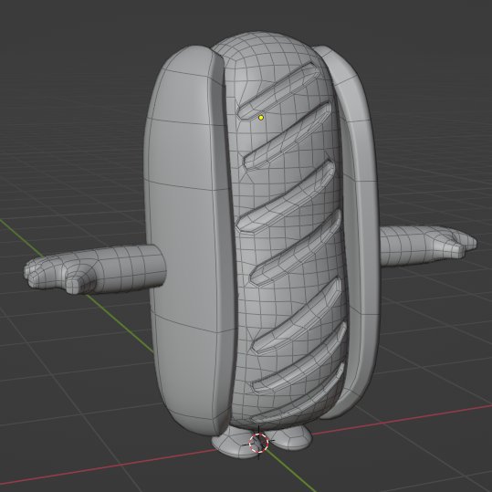 スカルプトもダメでシュリンクラップもダメで
結局トポロジー無視してナイフツールで作ったんだけど、
こんな凹みを上手く作る方法って何なんだろう🤔