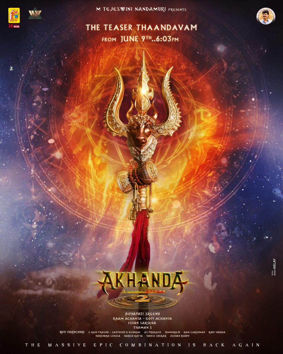 Sabari PRO (@pro_sabari) on Twitter photo Brace yourselves for the divine fury π₯
#Akhanda2 - The Teaser Thaandavam from tomorrow β€βπ₯
#Akhanda2Teaser out on June 9th at 6.03 PM π±π₯
'GOD OF MASSES' #NandamuriBalakrishna #BoyapatiSreenu <a href="/MusicThaman/">thaman S</a> <a href="/14ReelsPlus/">14 Reels Plus</a> #GopiAchanta @tejeswinimathukumill <a href="/kotiparuchuri/">Koti Paruchuri</a> Brace yourselves for the divine fury π₯
#Akhanda2 - The Teaser Thaandavam from tomorrow β€βπ₯
#Akhanda2Teaser out on June 9th at 6.03 PM π±π₯
'GOD OF MASSES' #NandamuriBalakrishna #BoyapatiSreenu <a href="/MusicThaman/">thaman S</a> <a href="/14ReelsPlus/">14 Reels Plus</a> #GopiAchanta @tejeswinimathukumill <a href="/kotiparuchuri/">Koti Paruchuri</a>
