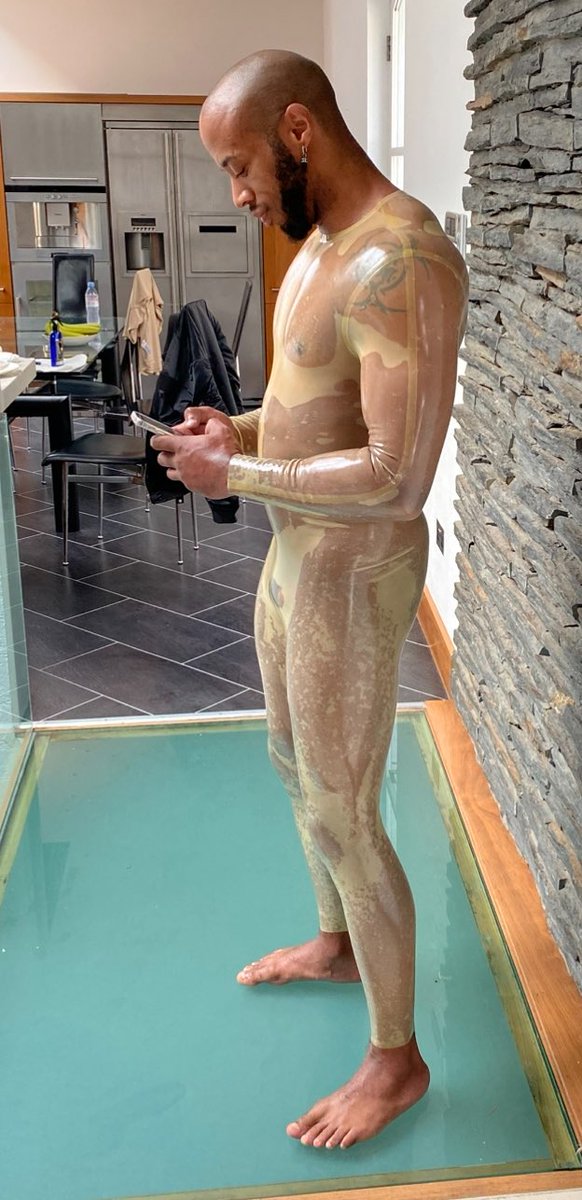 invinciblerubbr's tweet image. Behind the scenes from our shoot with @original_matt_spike &amp;amp; @thug4luvin wearing our neck entry catsuit in semi transparent natural latex #invinciblerubber #fetishphotoshoot #neckentrycatsuit #rubbersuit