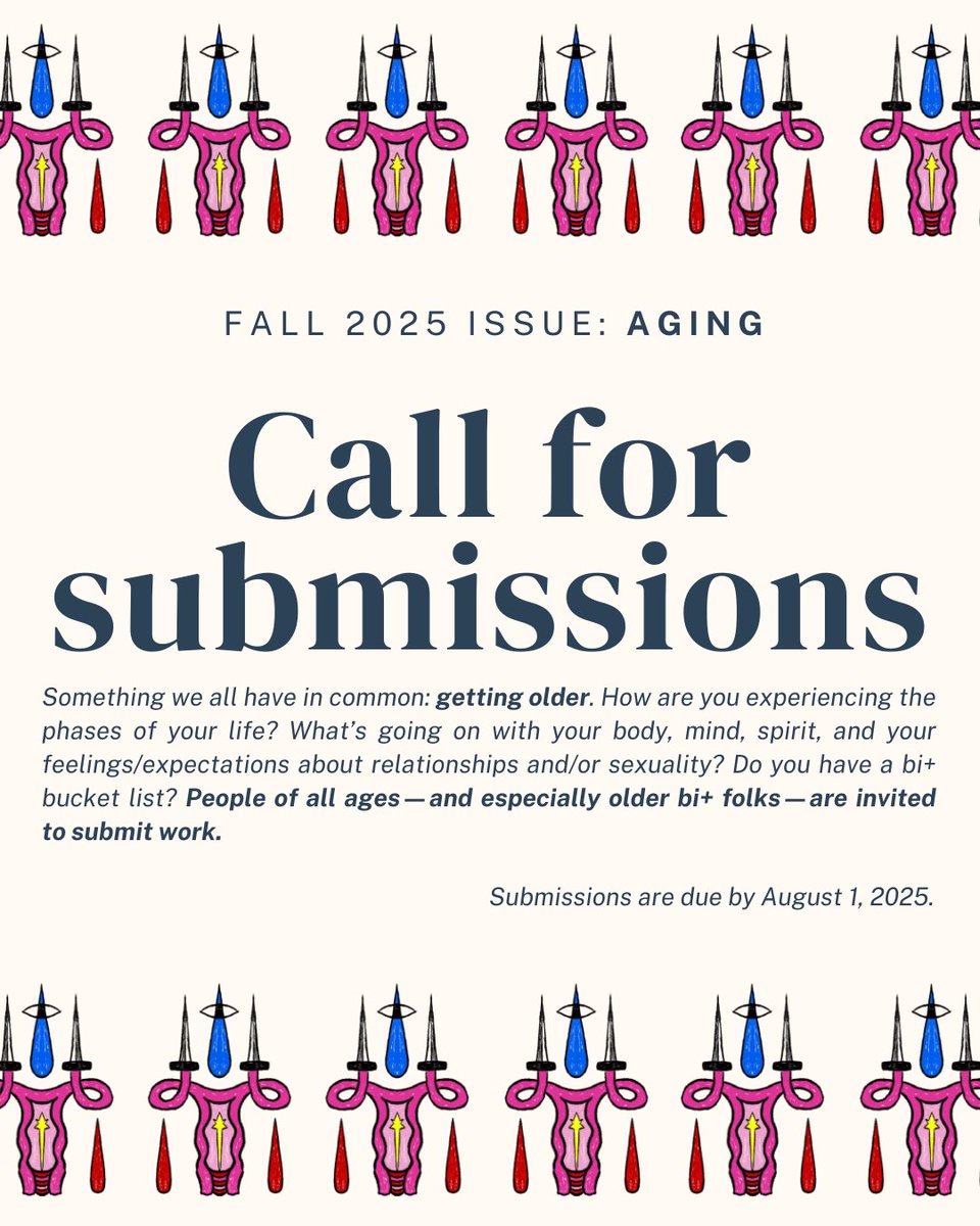 CREATE ART for Bi Women Quarterly! 
We welcome essays, reviews, poetry, short fiction, news articles, and visual art. 

Check out our new Call for submissions for the Fall 2025 issue - Aging.