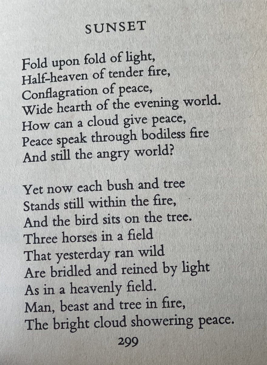 Sunset by Edwin Muir from Edwin Muir, Collected Poems published by Faber and Faber. This edition includes Poems Not Previously Collected, a section that was added after Muir’s death &amp; after he had written the intro to the collection. 
#edwinmuir
#poetry 
#scottishliterature