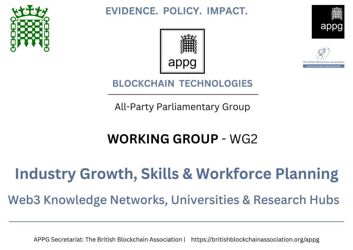 ➡️ WG2: Industry Growth, Skills and Workforce Planning

The role of #Universities, Education, #Research, the Talent Pool, and Knowledge #Networks 

As announced at the recent Roundtable, we are launching focused Working Groups to help advance evidence-based #Blockchain and