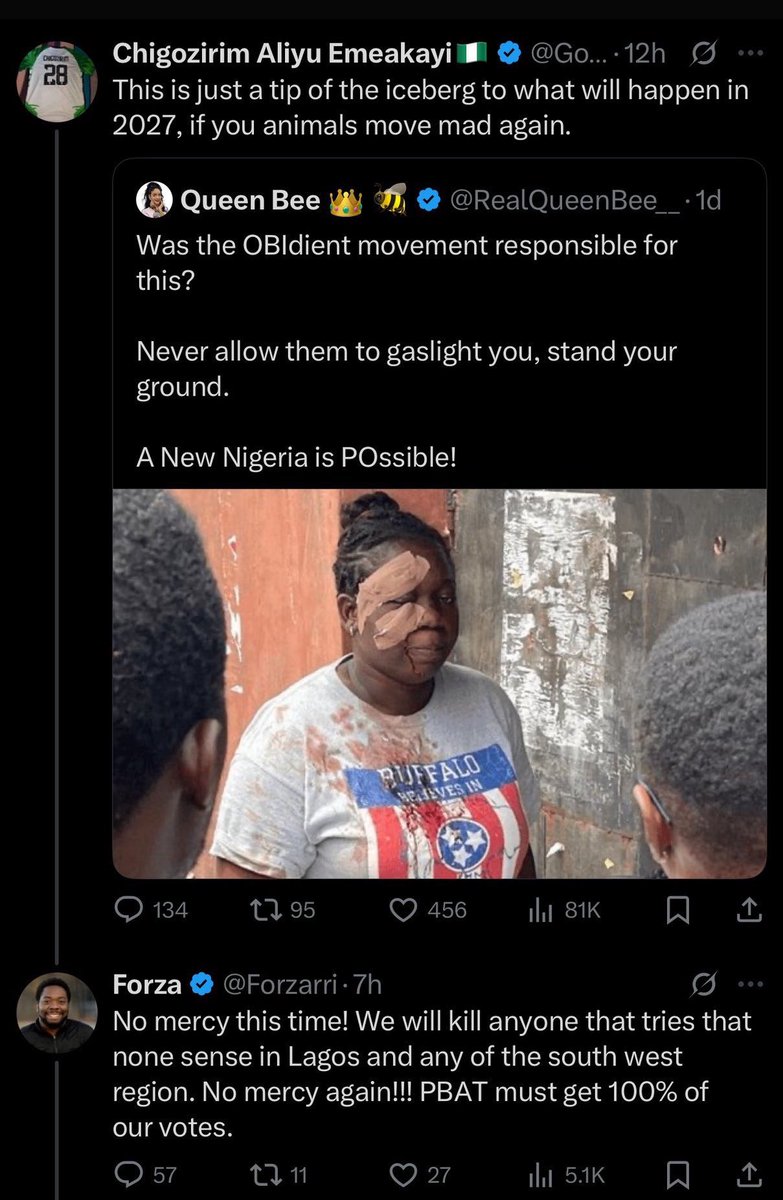 So when is <a href="/OfficialDSSNG/">Department of State Services (DSS)</a> going to pick these ones up? <a href="/PoliceNG/">Nigeria Police Force</a> when are these criminals going to be arrested for admitting to electoral terrorism?

In 2027, it won’t be business as usual, as there is no monopoly of madness 

If you rig, you die!! We are not going to court 🙅🏽‍♀️