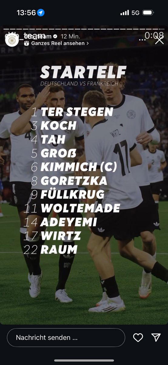 Neue Offensive mit Füllkrug UND Woltemade , quasi der Werder-Sturm! 😉💚
Und auch Adeyemi neu drin. #gerfra