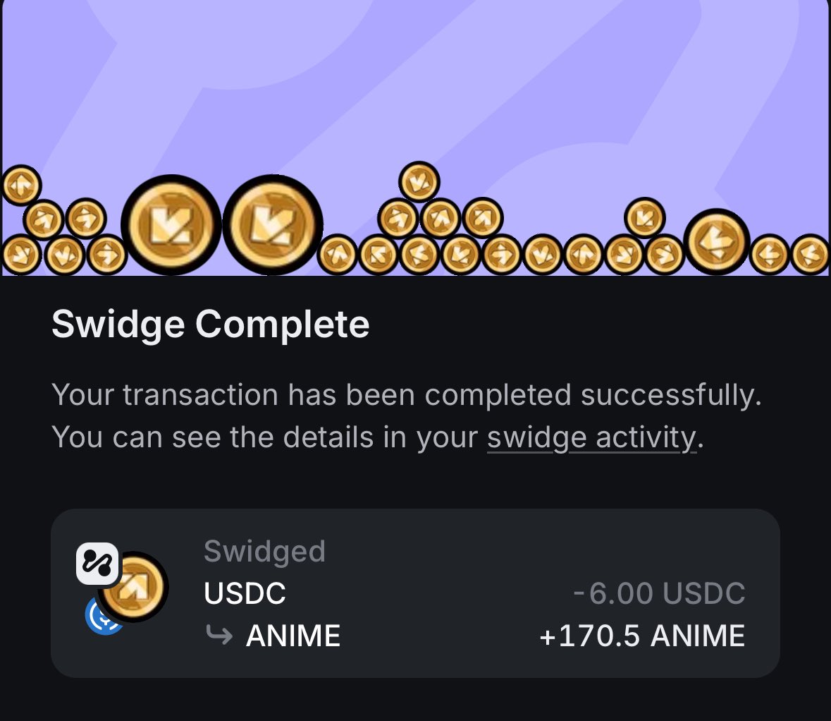 Might be a bit late, but I just tried Swidge on <a href="/infinex/">Infinex</a> for the first time.

Here are my main takeaways:

• Super easy to use, even for beginners. Multibridging works smoothly, and you don’t need to worry about which chain you're on.

• Fees are way lower than other swap