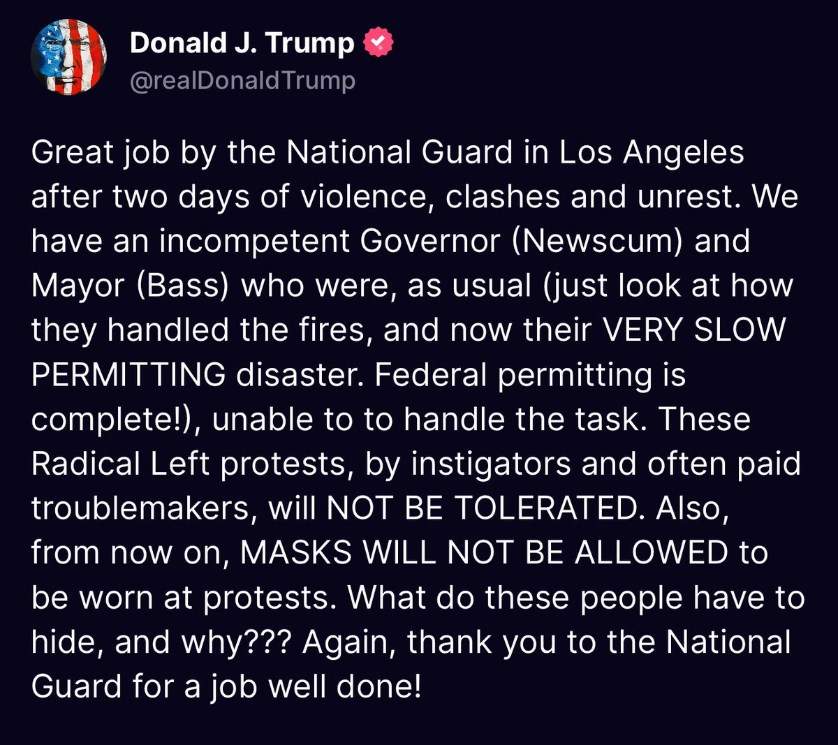 “Masks will not be allowed”
