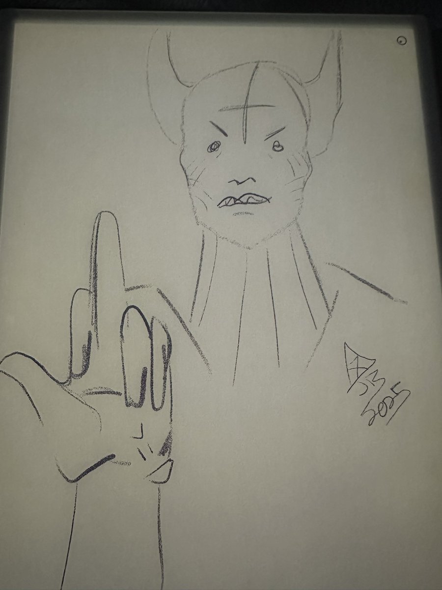 GlitchyMajora's tweet image. I have a collection of me flipping him off, but why not do a stupid little doodle? 😈
I wish I had a new graphics card so I can play on my computer.😞
#DOOMTheDarkAges