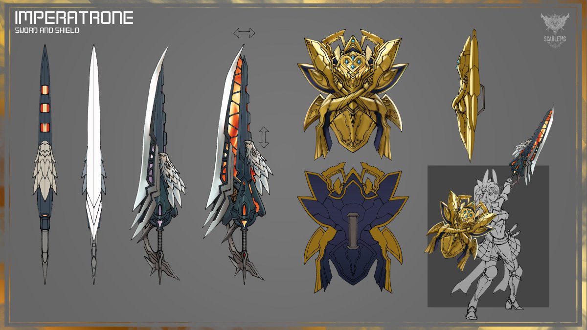 ScarletgameG's tweet photo. Sword and Shield, my weapon of choice. Its unmatched agility in both offense and defense makes it the perfect extension of my will. With that, I name it after the sovereigns of the sky... Imperatrone!❤️‍🔥😁
#MHWilds #weaponentry https://t.co/AObLZwMRC5