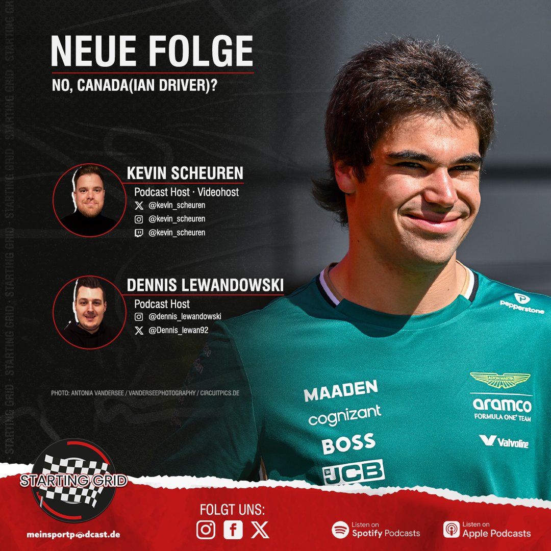 Starting Grid - Podcast (@startinggrid_f1) on Twitter photo No, Canada(ian driver)? 🇨🇦
<a href="/lance_stroll/">Lance Stroll</a> droht wegen einer alten Handverletzung sein Heimrennen beim #CanadianGP zu verpassen. Was in Barcelona passiert ist, besprechen <a href="/kevin_scheuren/">Kevin Scheuren</a> & <a href="/dennis_lewan92/">DLewandowski</a> im der neuen Ausgabe vom Starting Grid!
🔗: linktr.ee/startinggrid_f1 No, Canada(ian driver)? 🇨🇦
<a href="/lance_stroll/">Lance Stroll</a> droht wegen einer alten Handverletzung sein Heimrennen beim #CanadianGP zu verpassen. Was in Barcelona passiert ist, besprechen <a href="/kevin_scheuren/">Kevin Scheuren</a> & <a href="/dennis_lewan92/">DLewandowski</a> im der neuen Ausgabe vom Starting Grid!
🔗: linktr.ee/startinggrid_f1