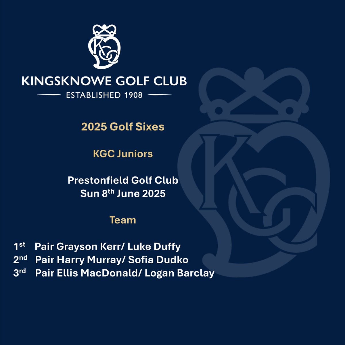 Our @kgc_juniors team are in action this afternoon in the next Golf Sixes event.  Today's fixture sees them travel to @prestonfieldgolfclub.

#kingsknowegolfclub #juniorgolf #golfsixes #edinburghgolf #scottishgolf #golfstagram #morethanagolfclub
