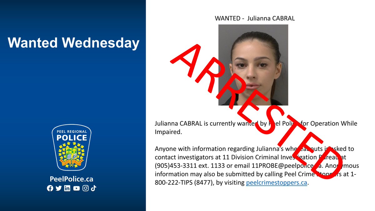 🚨 Wanted WednesdaysUpdate 🚨
Julianna tried to steer clear of us, but we caught up—license revoked and all.
Arrested on a warrant for Operation While Impaired.
Next time, call a cab. We don’t do Uber... but we do warrants. 👮‍♂️🔗
#WantedWednesdays #Busted #ImpairedDriving #MADD