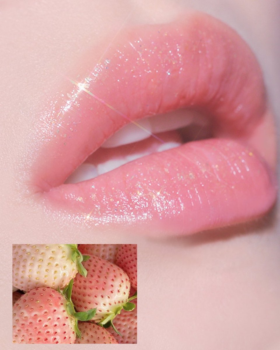 ふんわり透け感のある白いちごリップが完成🍓✨ まるで白いちごみたい
