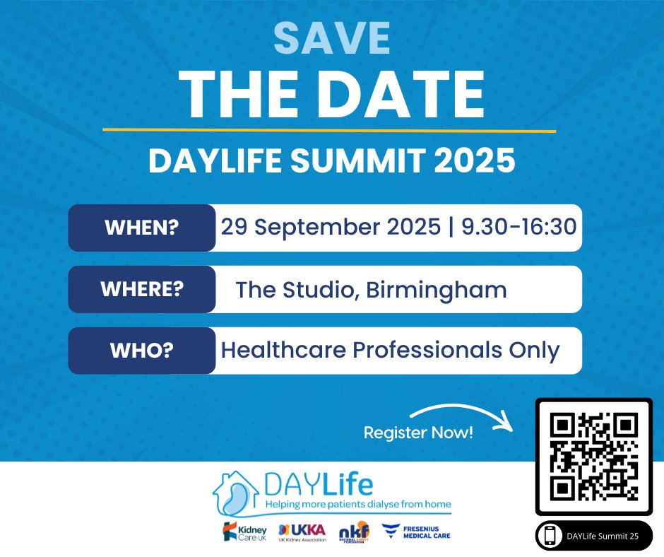 The UK Kidney Association (@ukkidney) on Twitter photo 📆Date for the Diary!
🫴Gain practical knowledge on #HomeDialysisCare in this follow-up summit.
Learn steps your centre can take to improve access to home dialysis & increase retention, plus much more.
➡️Find out more: ow.ly/T3E550W1oYq
<a href="/ThinkKidneys/">Kidney Quality Improvement Partnership</a> 📆Date for the Diary!
🫴Gain practical knowledge on #HomeDialysisCare in this follow-up summit.
Learn steps your centre can take to improve access to home dialysis & increase retention, plus much more.
➡️Find out more: ow.ly/T3E550W1oYq
<a href="/ThinkKidneys/">Kidney Quality Improvement Partnership</a>