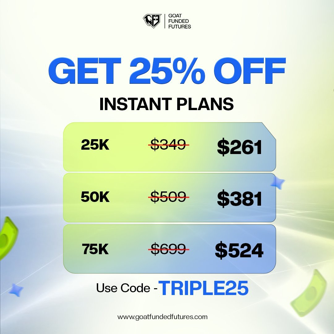 Want to skip the challenge and trade a sim funded account right away?  

Now you can trade at the lower cost 
🔸25% OFF all INSTANT Plans 
🔸Buy 2 of the same plan on the same day and you’ll receive a 3rd account for free.

Why are you waiting? Grab yours now