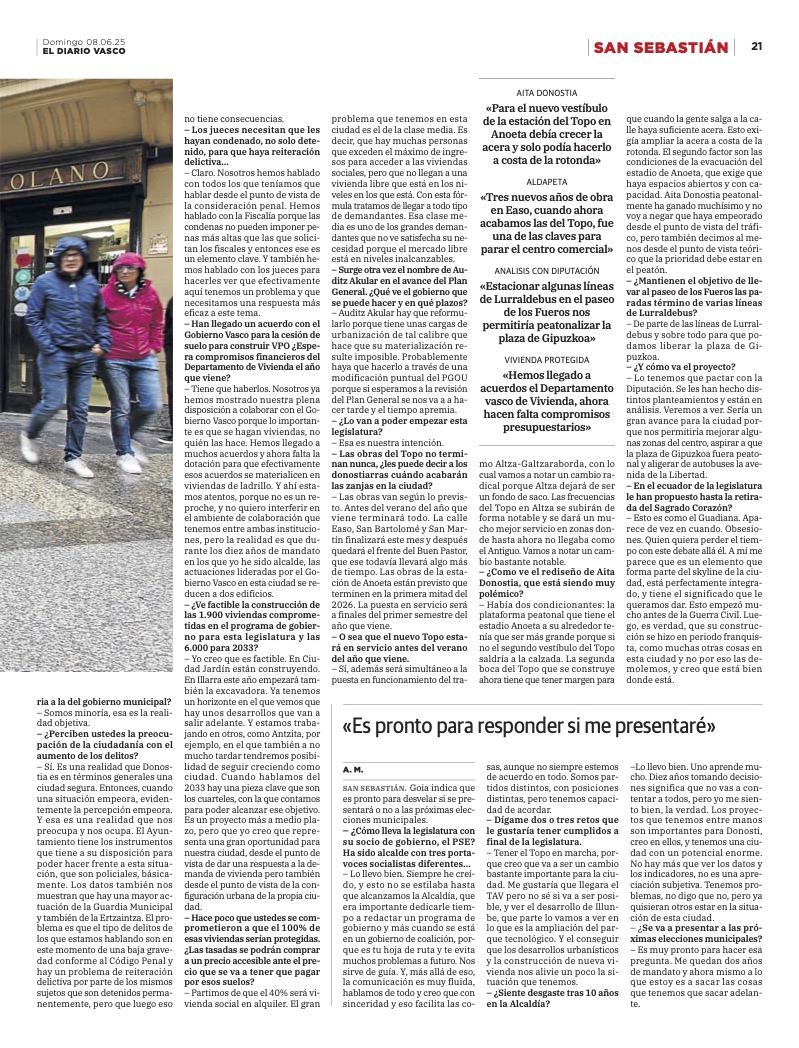 Eneko Goia Laso (@enekogoia) on Twitter photo 🗞️Elkarrizketa <a href="/diariovasco/">El Diario Vasco</a>|n.
🗣️"Las obras vinculadas al nuevo Topo remiten desde este mes y finalizarán dentro de un año".
➡️ diariovasco.com/san-sebastian/…
#Donostia #SanSebastian 🗞️Elkarrizketa <a href="/diariovasco/">El Diario Vasco</a>|n.
🗣️"Las obras vinculadas al nuevo Topo remiten desde este mes y finalizarán dentro de un año".
➡️ diariovasco.com/san-sebastian/…
#Donostia #SanSebastian