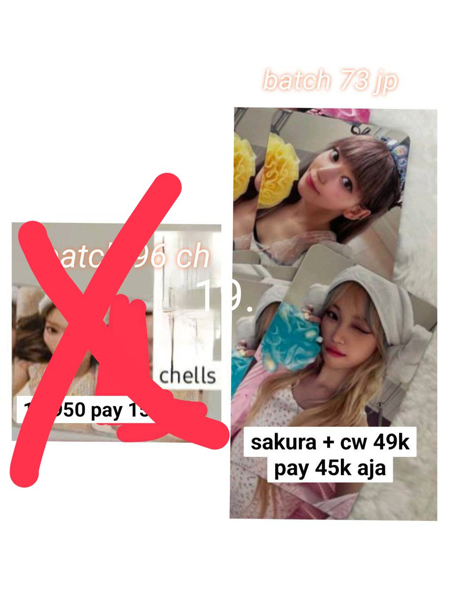 wto want to opslot operslot
wts want to sell

🎀 Chaewon + sakura bathbomb kpopmerch crazy le sserafim 

Price: 49k pay 45k aja bersih jp 🇯🇵
go trusted dom jatim✅
secured✅
arrived wh jp
exc tax 

tags cw cewon sakura kkura photocard kpopmerch crazy shopee wink burito otaku