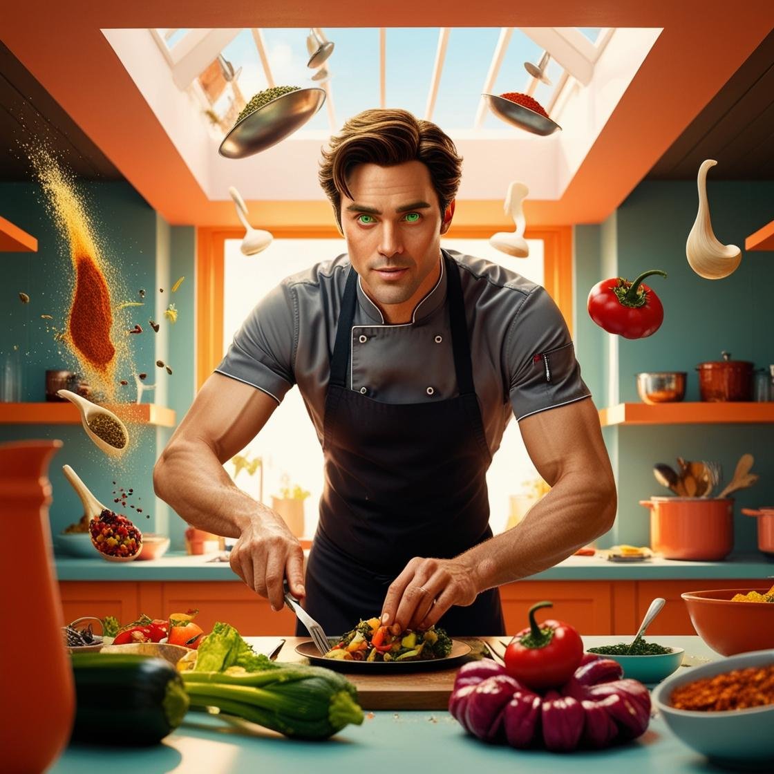 GraphDesigner1's tweet image. &quot;Quand il cuisine, c&apos;est comme si un ouragan avait traversé la cuisine, mais au moins, il y a toujours une surprise au menu!&quot; 😄