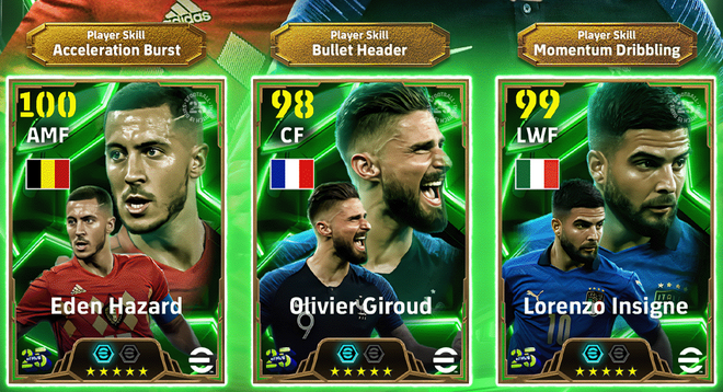 Hazard - 35 niveles (+2 conducción) 👀
Insigne - 31 niveles (+2 técnica)
Giroud - 34 niveles (+2 juego aéreo)
#eFootball