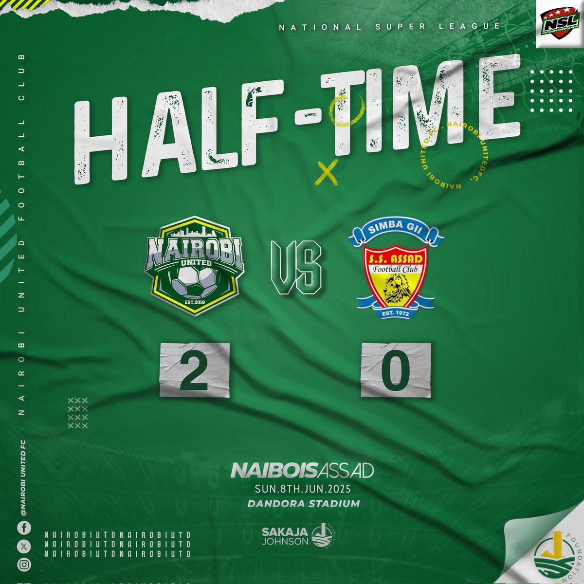 Ahead at the break 👊👊 
HT:- NaiBois 2-0 SS Assad FC 

⚽ Michael Karamor 
⚽ Lonny Amudava

#lazimaiwork 
#WeAreNairobiUnited 
#NaiBois 
#NaiGeng