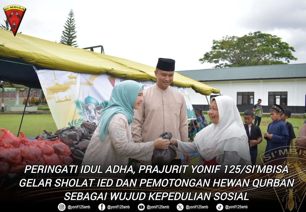 yonif125smb's tweet photo. Peringati Idul Adha, Prajurit Yonif 125/SI'MBISA Gelar Shalat Ied Dan Pemotongan Hewan Qurban Sebagai Wujud Kepedulian Sosial https://t.co/KLKjsc5jGP