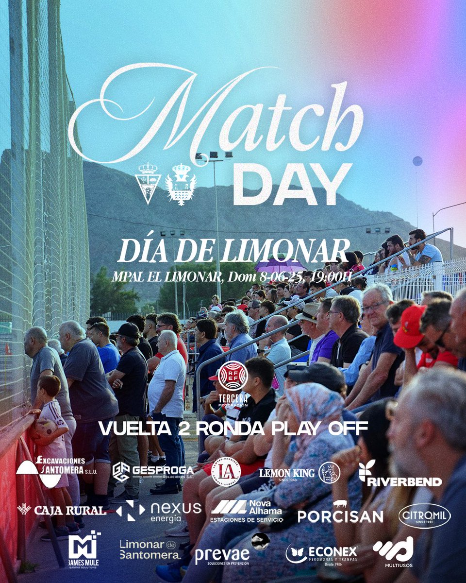 #Playoffs | ⚽️ ¡¡𝑴𝑨𝑻𝑪𝑯𝑫𝑨𝒀!!
🍋 ¡𝑫𝑰́𝑨 𝑫𝑬 𝑳𝑰𝑴𝑶𝑵𝑨𝑹!

🏆 Final regional-Partido de vuelta
🆚 <a href="/pulpileatletico/">Club Atco Pulpileño</a> 
🏟️ El Limonar
⌚️ 19:00h
📋 Playoffs a Segunda RFEF
🔙 Resultado Ida: 0-0 

💭 ¡SIGAMOS SOÑANDO! 
#️⃣ #SantomeraPulpileño