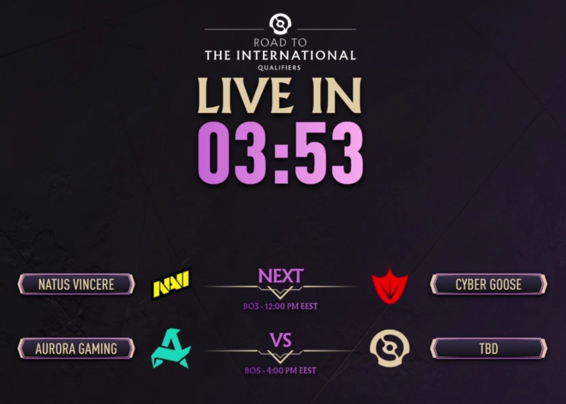 Matt Joyce | Danog π¦πΊ (@danog) on Twitter photo LAST DAY OF EEU QUALS!
ONE OF <a href="/AuroraDota2_GG/">Aurora Dota2</a> <a href="/natusvincere/">NAVI</a> or Cyber Goose (#Honk) will make it to TI!
Live shortly with <a href="/FlukeAUS/">Luke βFlukeβ Pate</a> @ .tv/pgl_dota2 LAST DAY OF EEU QUALS!
ONE OF <a href="/AuroraDota2_GG/">Aurora Dota2</a> <a href="/natusvincere/">NAVI</a> or Cyber Goose (#Honk) will make it to TI!
Live shortly with <a href="/FlukeAUS/">Luke βFlukeβ Pate</a> @ .tv/pgl_dota2